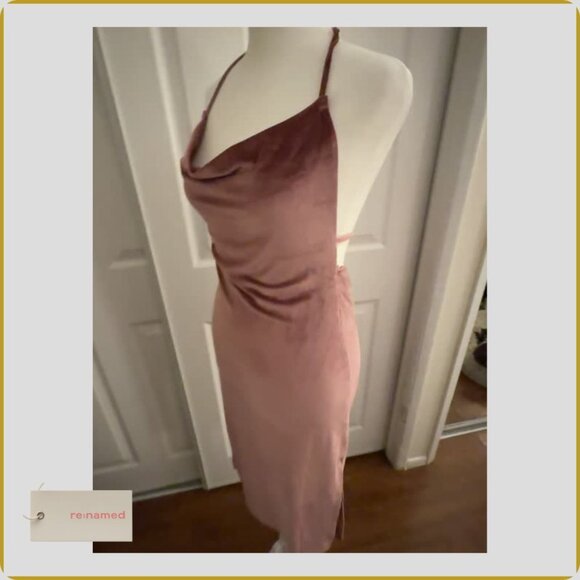 NWT - Re:named Velvet Cowl Neck Midi Slip Dress – Dusty Rose – Size S - Picture 4 of 6